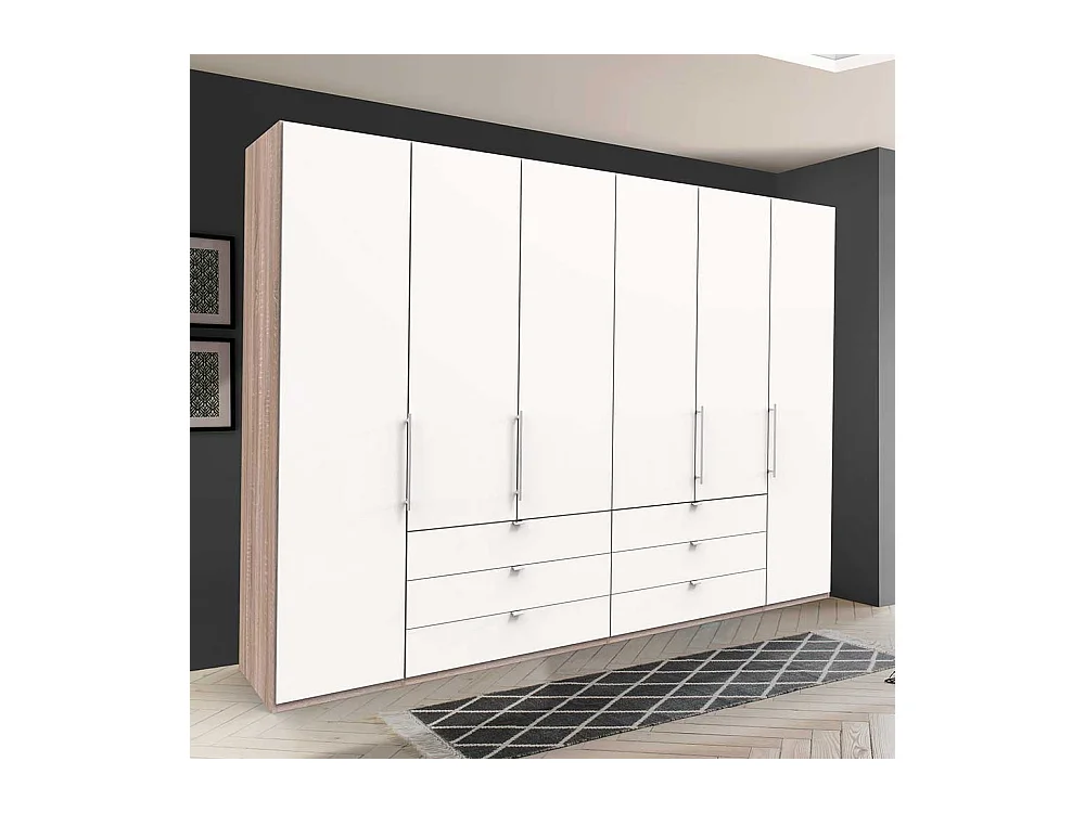 Panorama Ankleideschrank in Weiß Eiche Sägerau