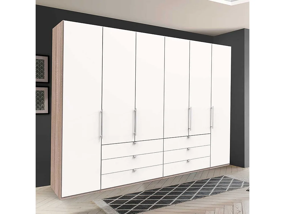 Panorama Ankleideschrank in Weiß Eiche Sägerau