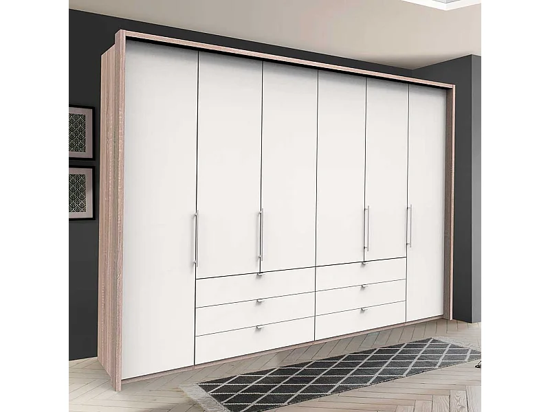 Panorama Ankleideschrank in Weiß Eiche Sägerau