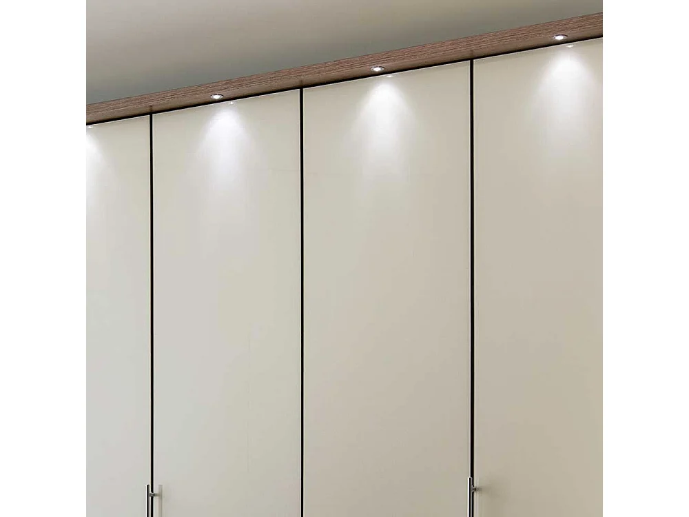 Schlafzimmerkleiderschrank in Beige und Eiche Trüffelfarben glasbeschichtet