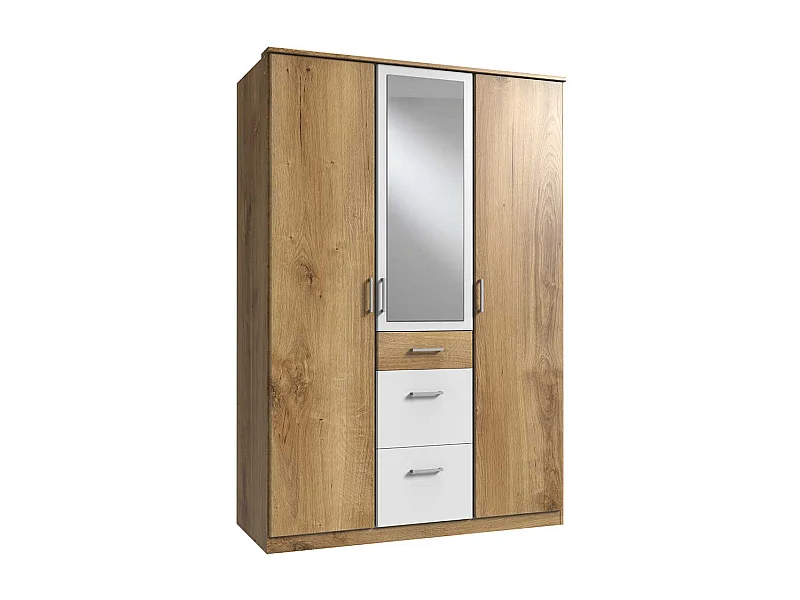 Schrank Holzoptik und Weiß in modernem Design Spiegeltür