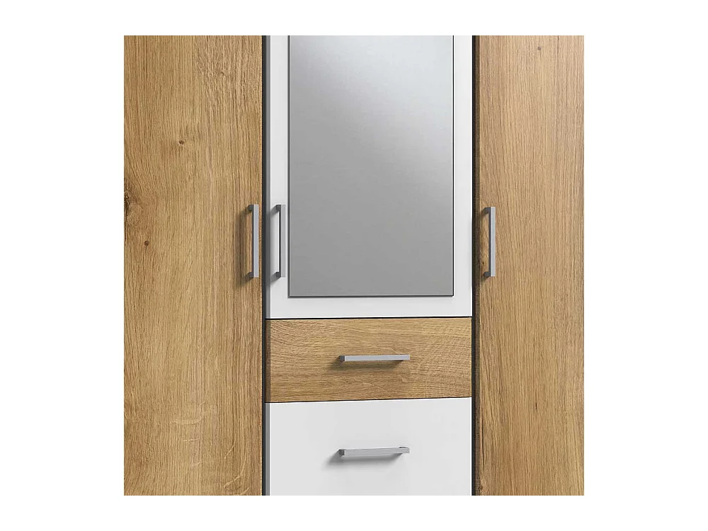 Schrank Holzoptik und Weiß in modernem Design Spiegeltür