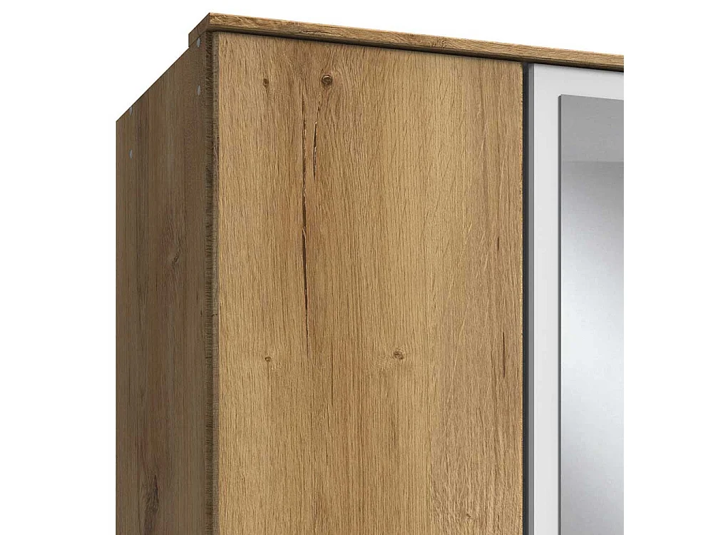 Schrank Holzoptik und Weiß in modernem Design Spiegeltür