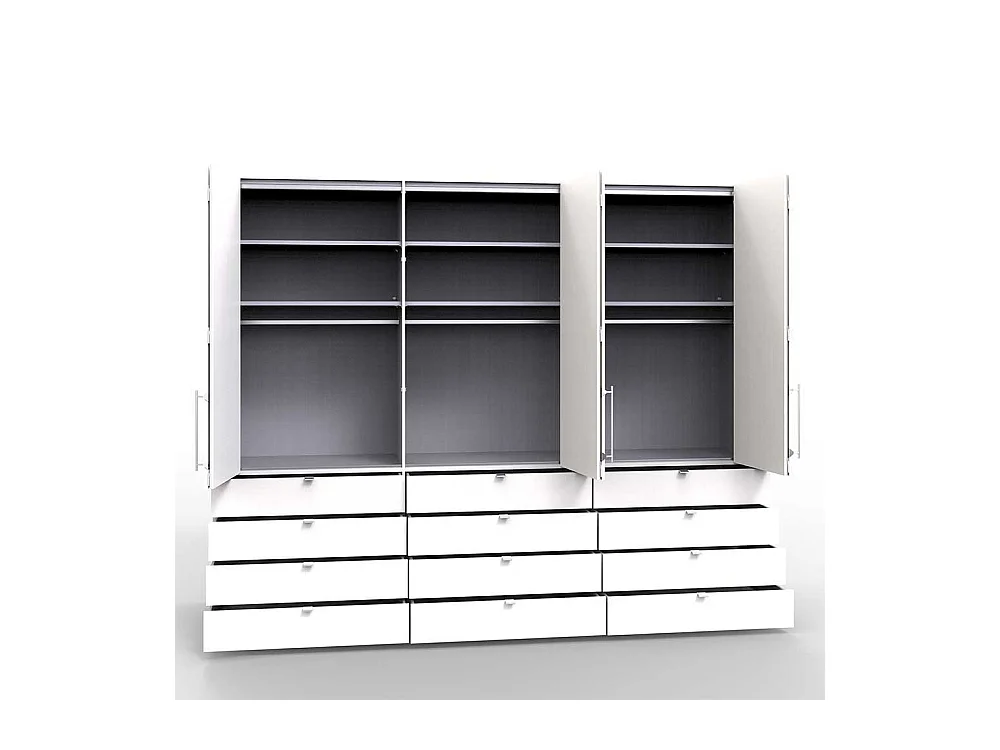 Schlafzimmerkleiderschrank mit Falttüren und Schubladen Weiß Eiche Trüffelfarben