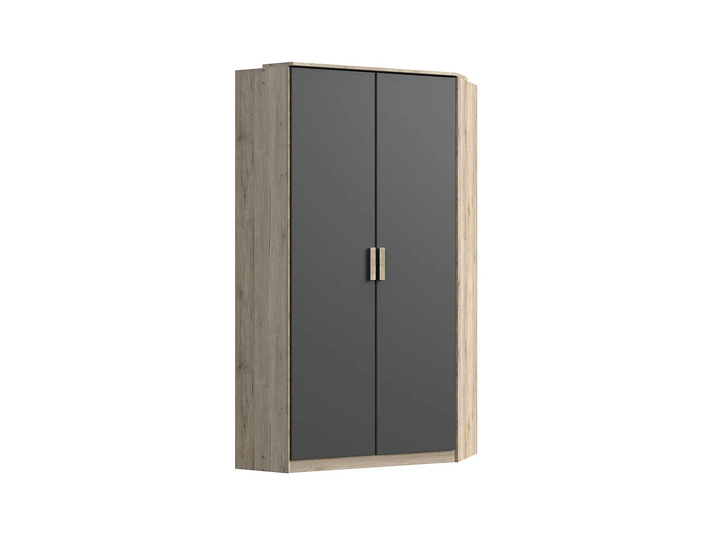Schlafzimmereckschrank modern in Eiche San Remo Dunkelgrau