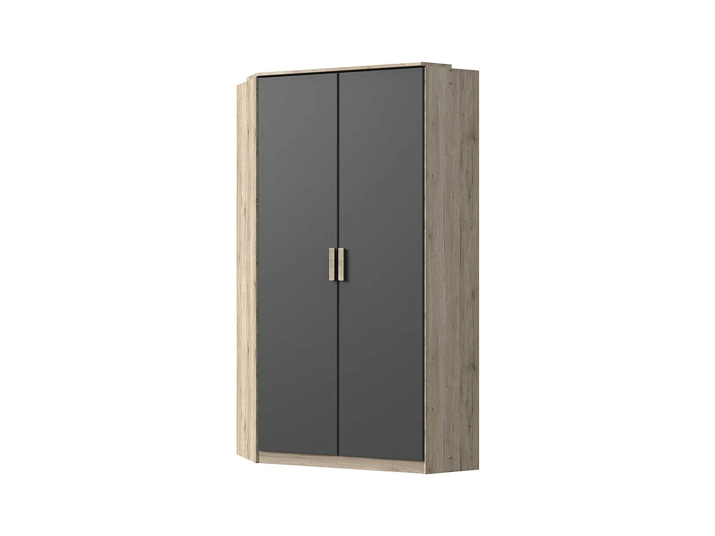 Schlafzimmereckschrank modern in Eiche San Remo Dunkelgrau
