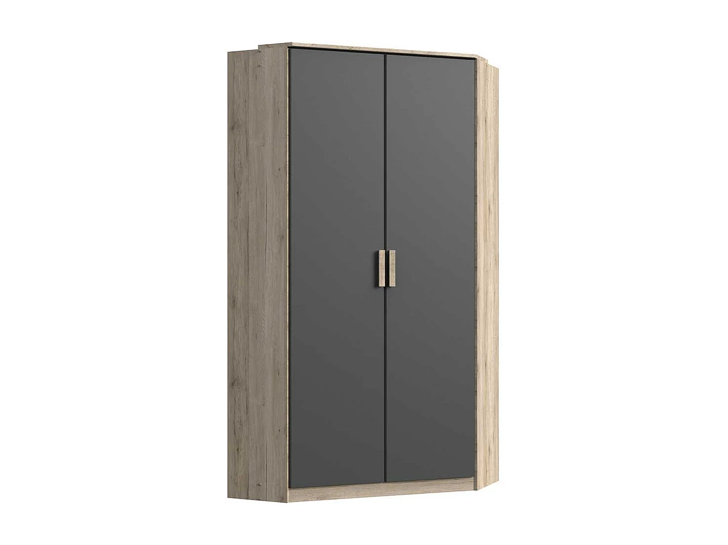 Schlafzimmereckschrank modern in Eiche San Remo Dunkelgrau