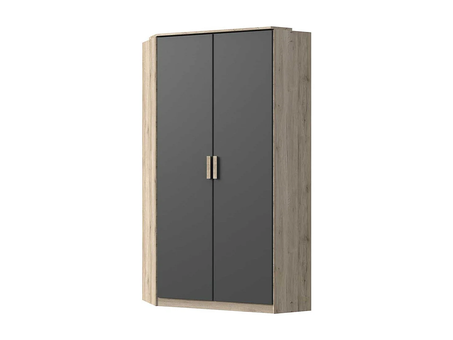 Schlafzimmereckschrank modern in Eiche San Remo Dunkelgrau