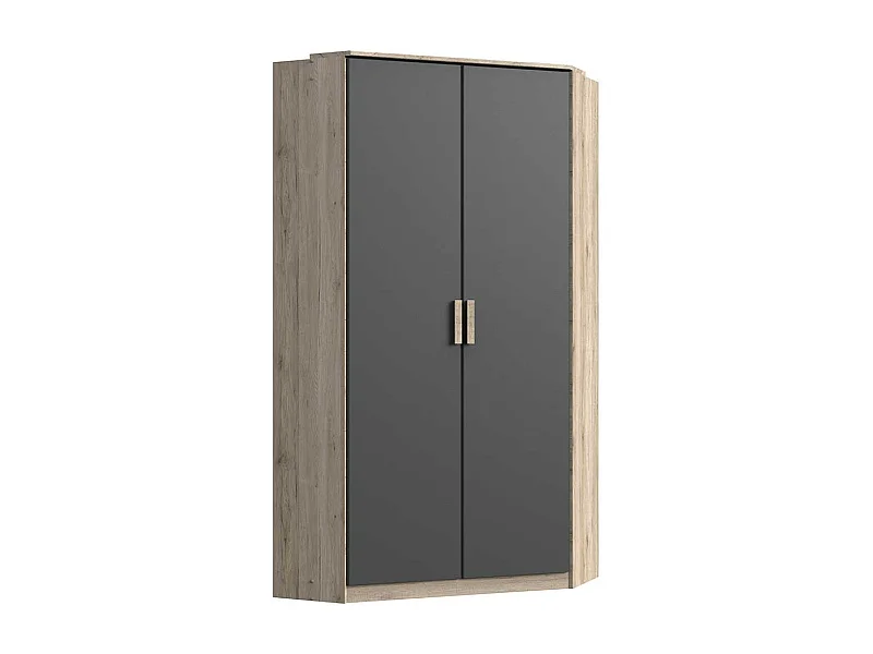 Schlafzimmereckschrank modern in Eiche San Remo Dunkelgrau