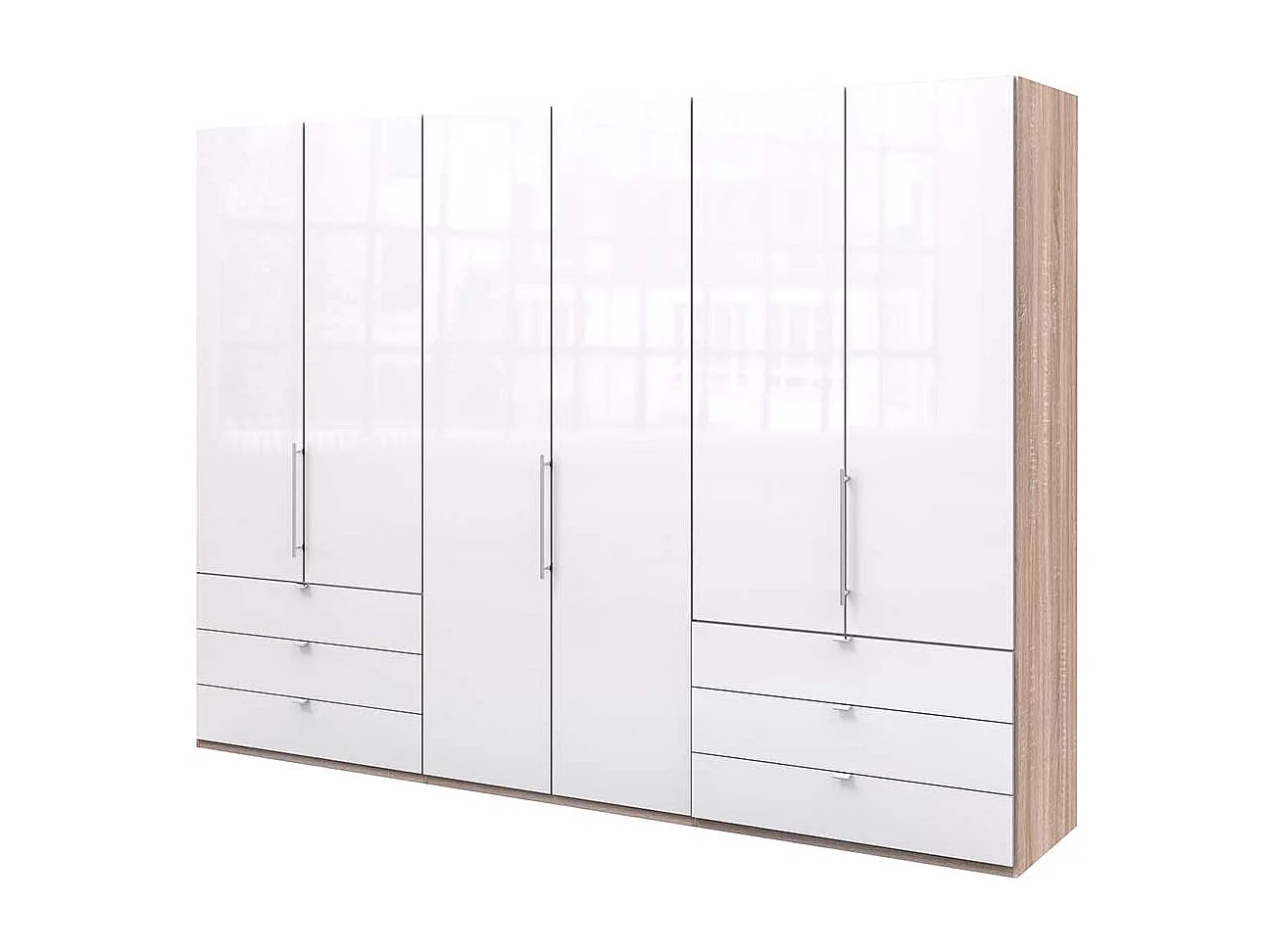 Schlafzimmerkleiderschrank mit Falttüren und Schubladen modern