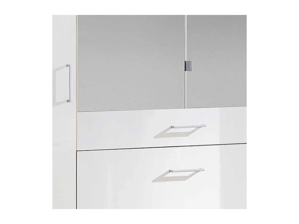 Weißer Schlafzimmerkleiderschrank mit Spiegeltüren drei Schubladen