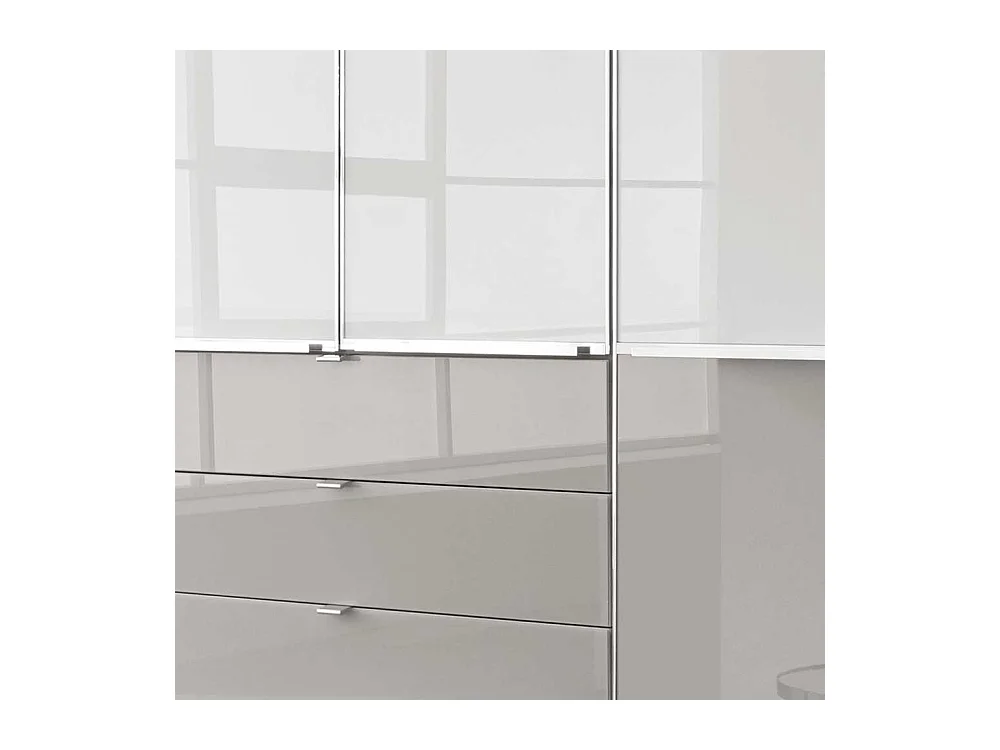 Schlafzimmerkleiderschrank in Weiß und Hellgrau Glas beschichtet