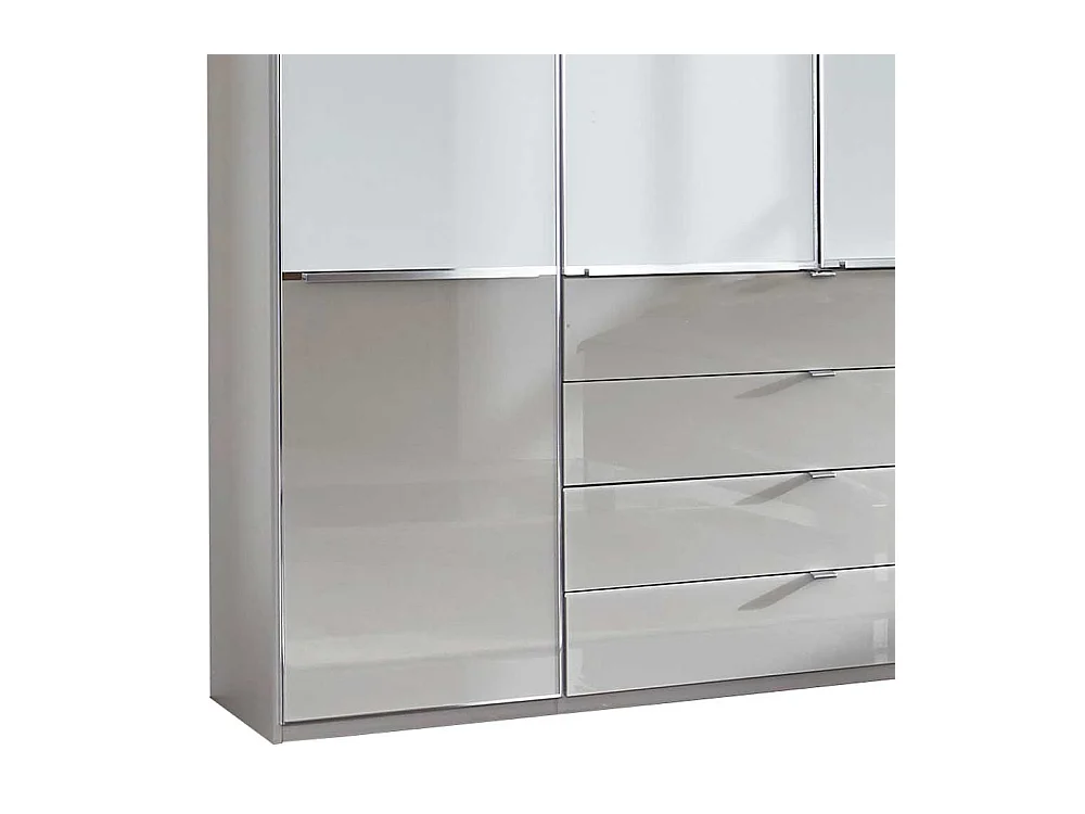 Schlafzimmerkleiderschrank in Weiß und Hellgrau Glas beschichtet