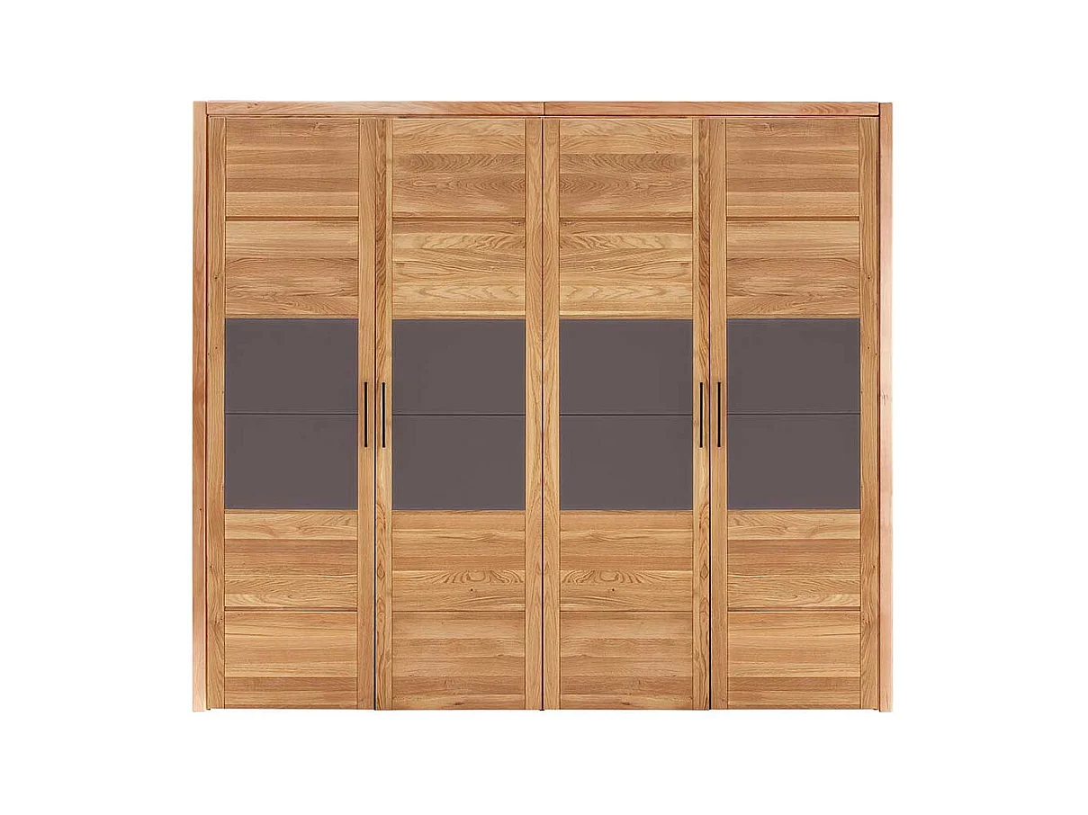 Premium Massivholzschrank aus Wildeiche und Glas 4 Türen