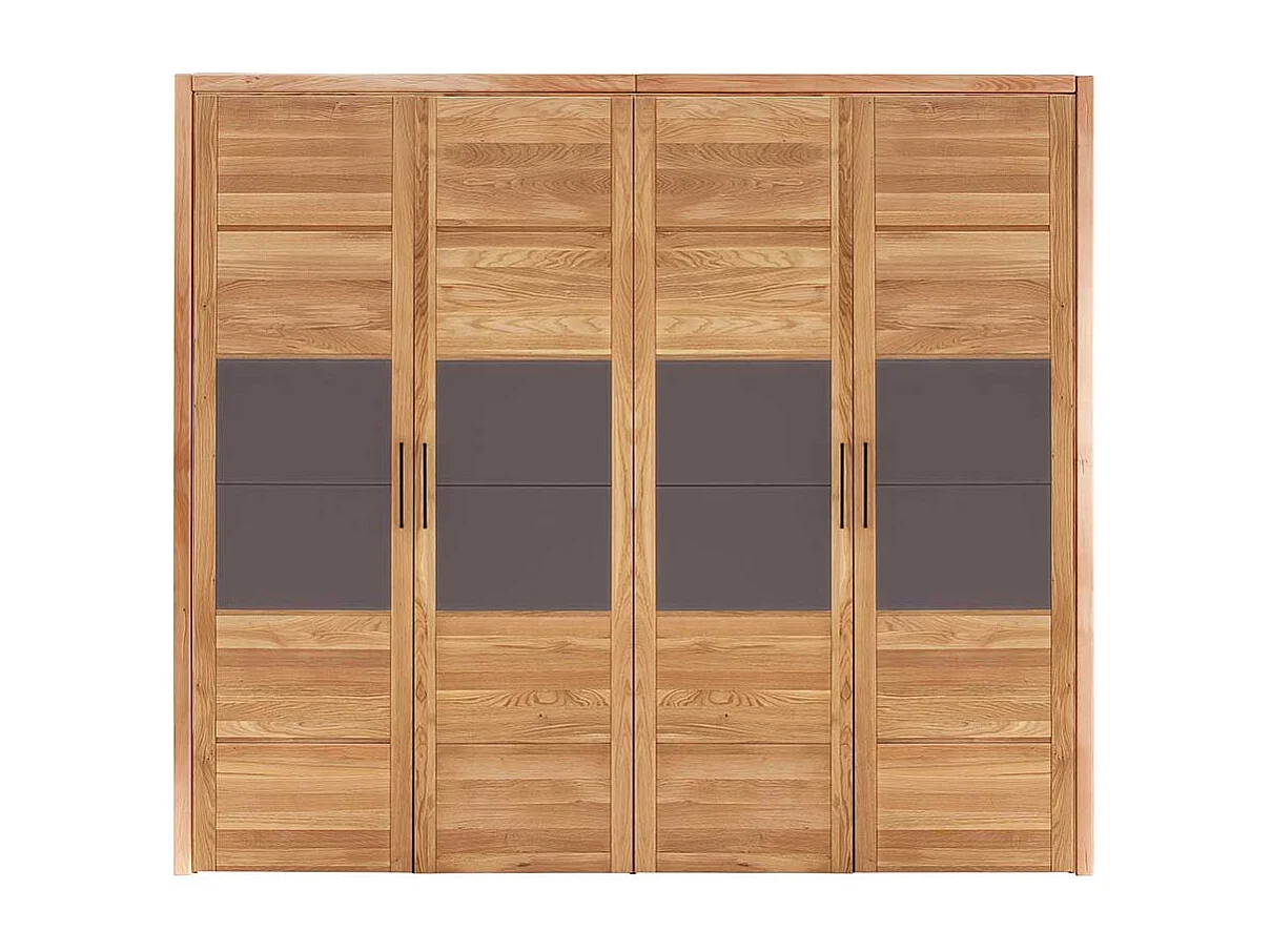 Premium Massivholzschrank aus Wildeiche und Glas 4 Türen