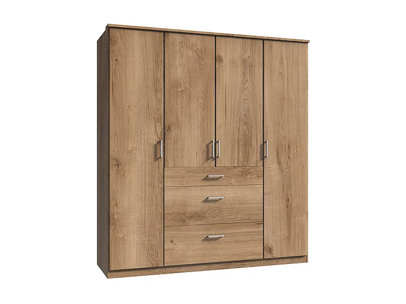 Drehtürenkleiderschrank mit Schubladen in Plankeneiche NB Made in Germany