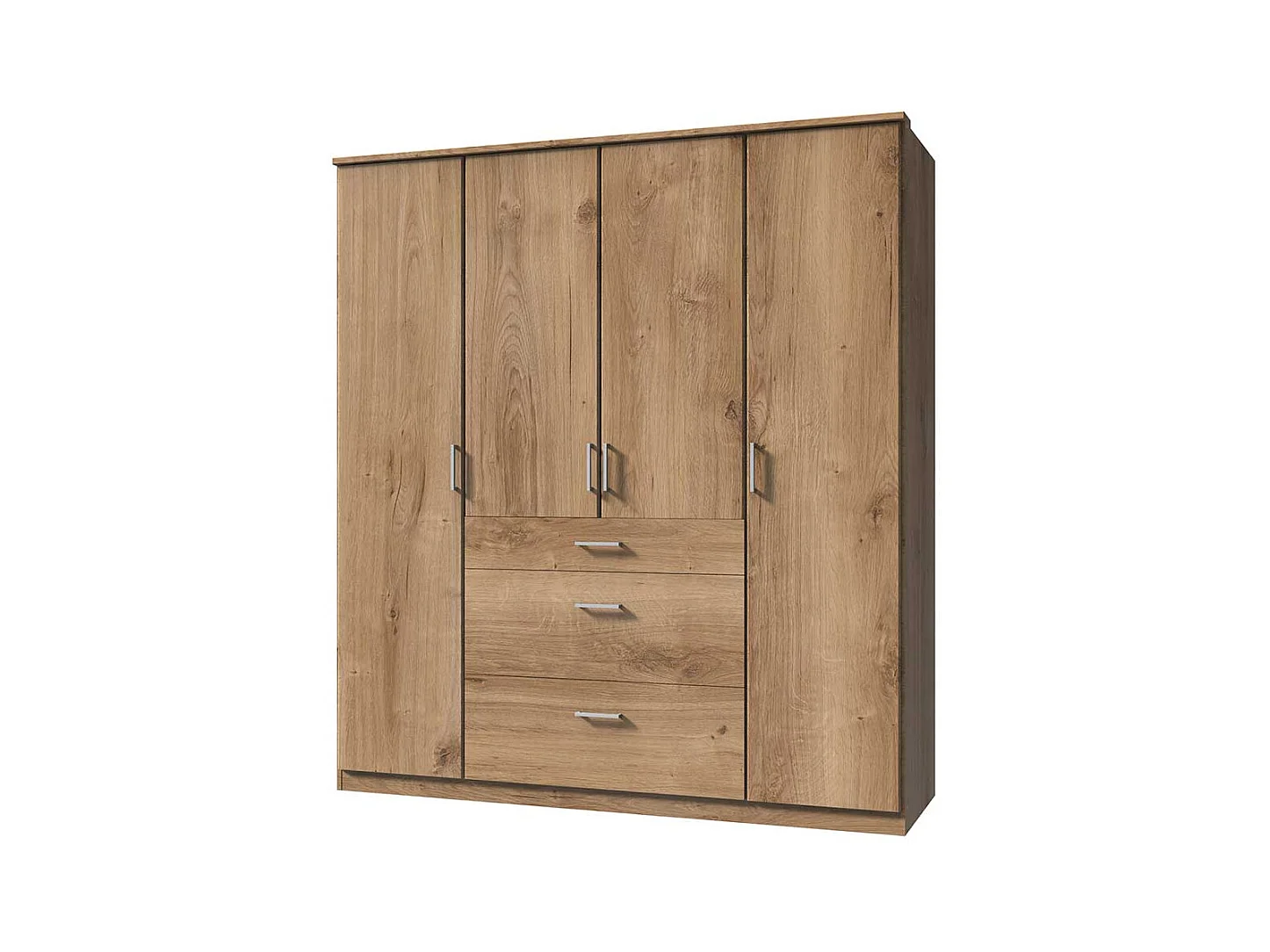 Drehtürenkleiderschrank mit Schubladen in Plankeneiche NB Made in Germany