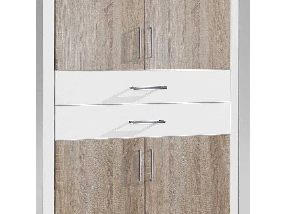 Zweifarbiger Schlafzimmerkleiderschrank mit Spiegeltüren zwei Schubladen