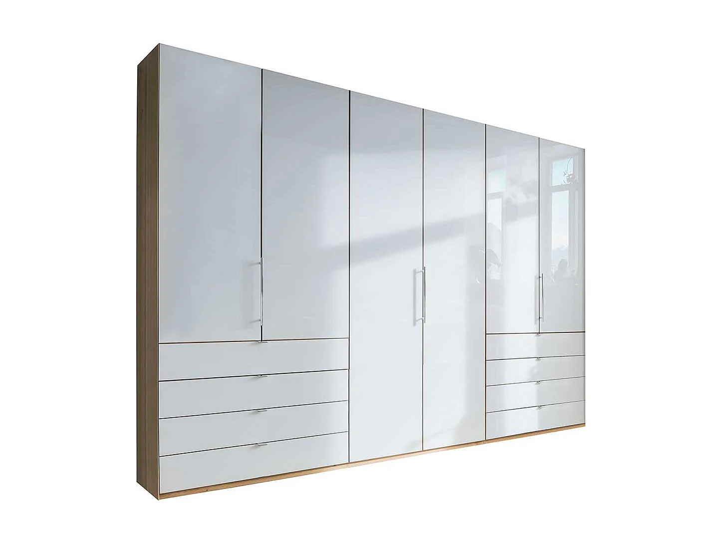 Schlafzimmerkleiderschrank in Weiß und Eiche Bianco Falttüren