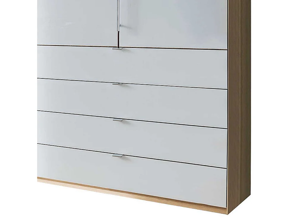 Schlafzimmerkleiderschrank in Weiß und Eiche Bianco Falttüren