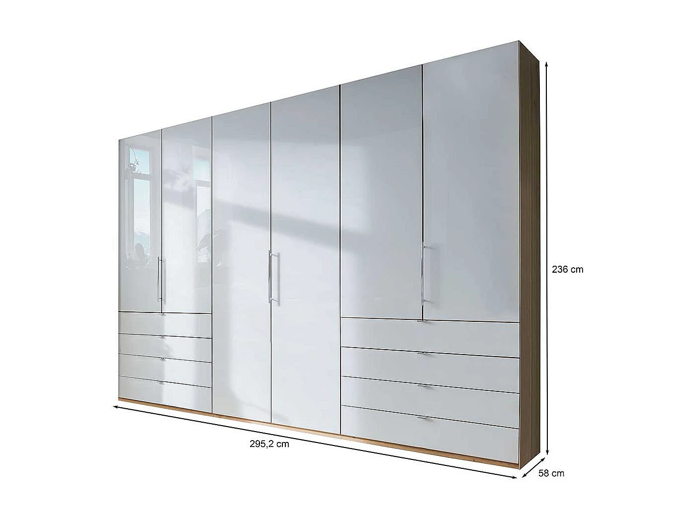 Schlafzimmerkleiderschrank in Weiß und Eiche Bianco Falttüren