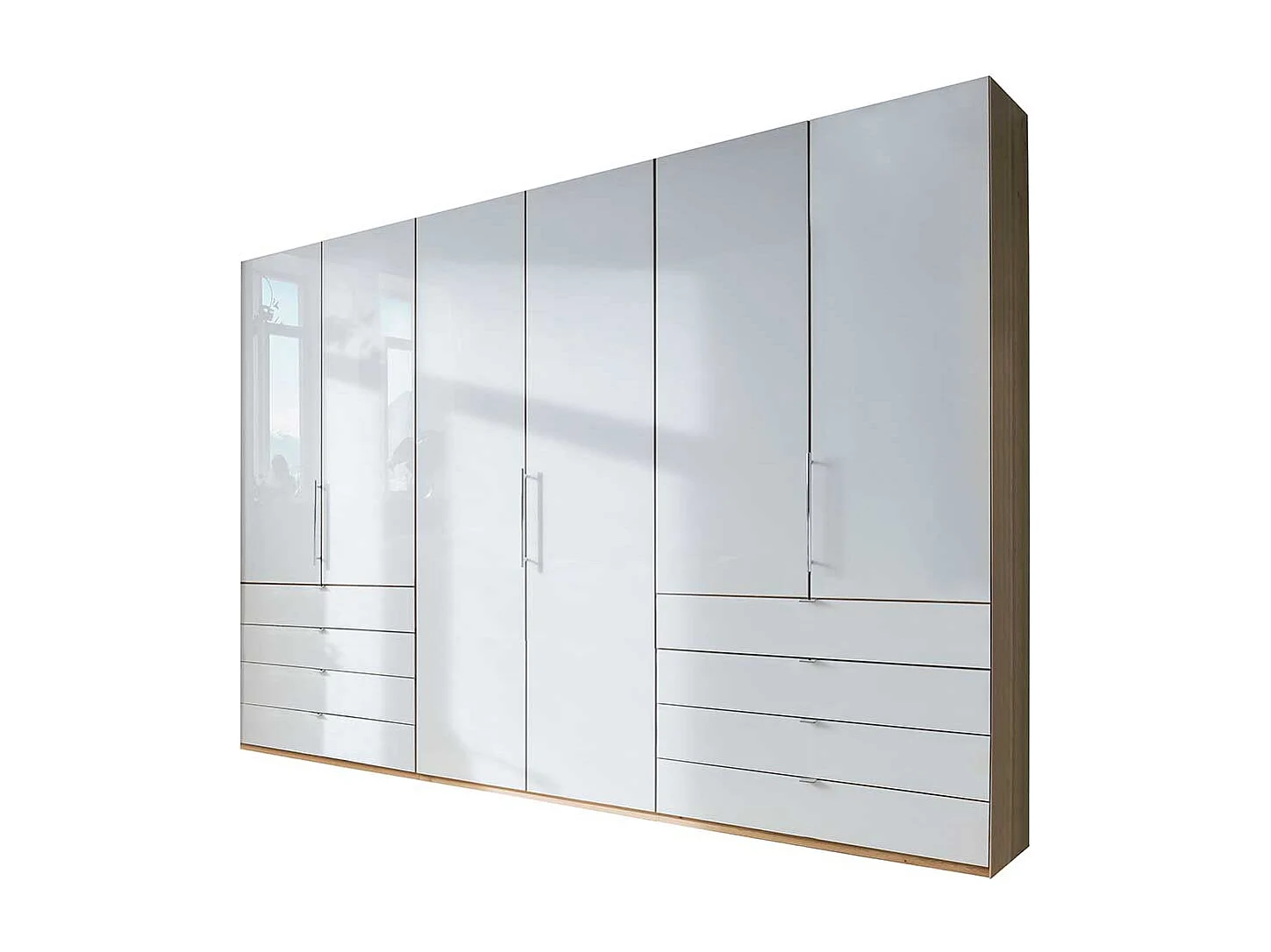 Schlafzimmerkleiderschrank in Weiß und Eiche Bianco Falttüren