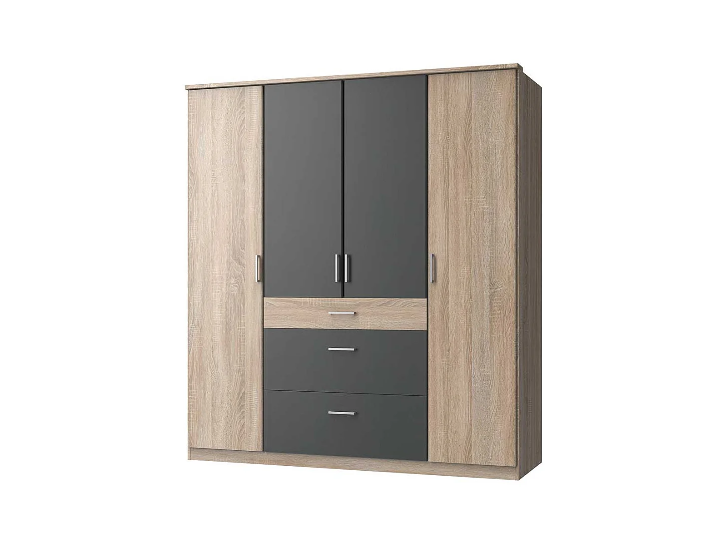 Drehtürenkleiderschrank modern mit drei Schubladen Made in Germany
