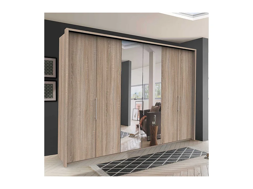 Moderner Spiegel Schrank mit Falttüren Eiche Sägerau