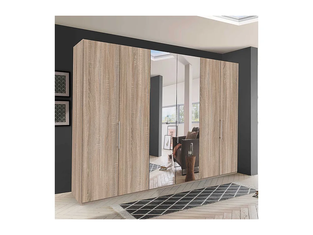 Moderner Spiegel Schrank mit Falttüren Eiche Sägerau