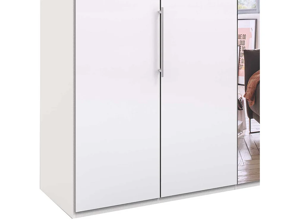 Falttürenankleideschrank in Weiß Spiegel
