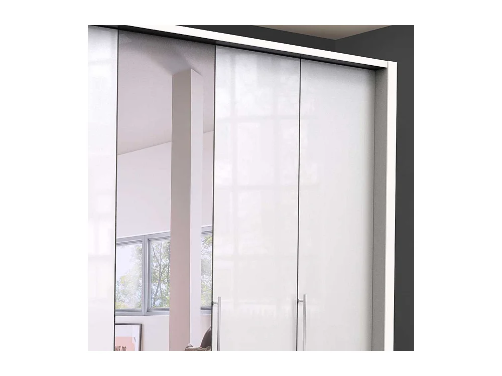 Falttürenankleideschrank in Weiß Spiegel