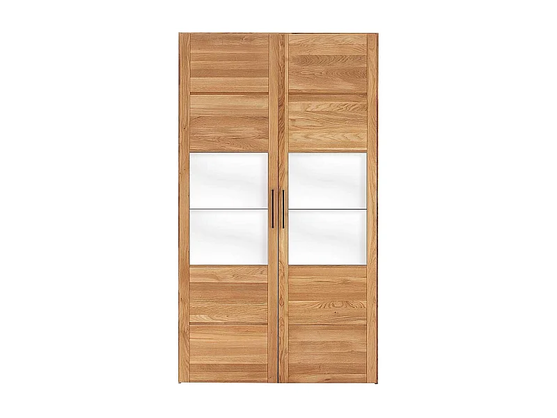 Massivholzkleiderschrank mit Glas 2 türig Holz Oberfläche geölt