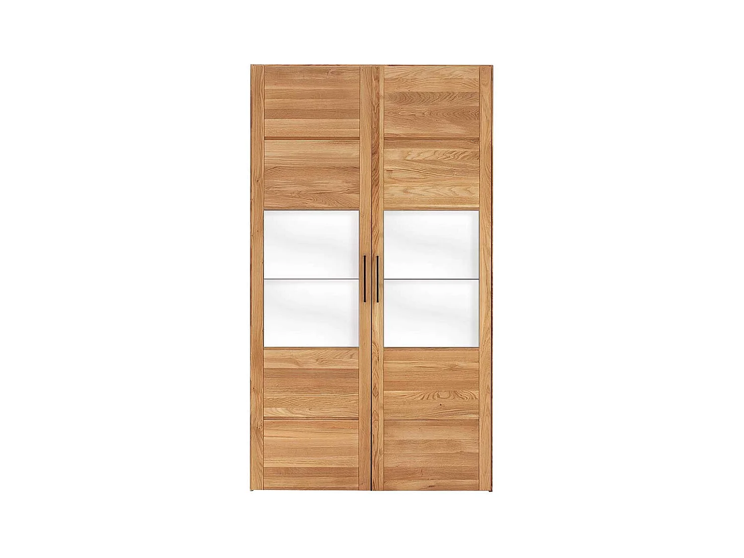 Massivholzkleiderschrank mit Glas 2 türig Holz Oberfläche geölt