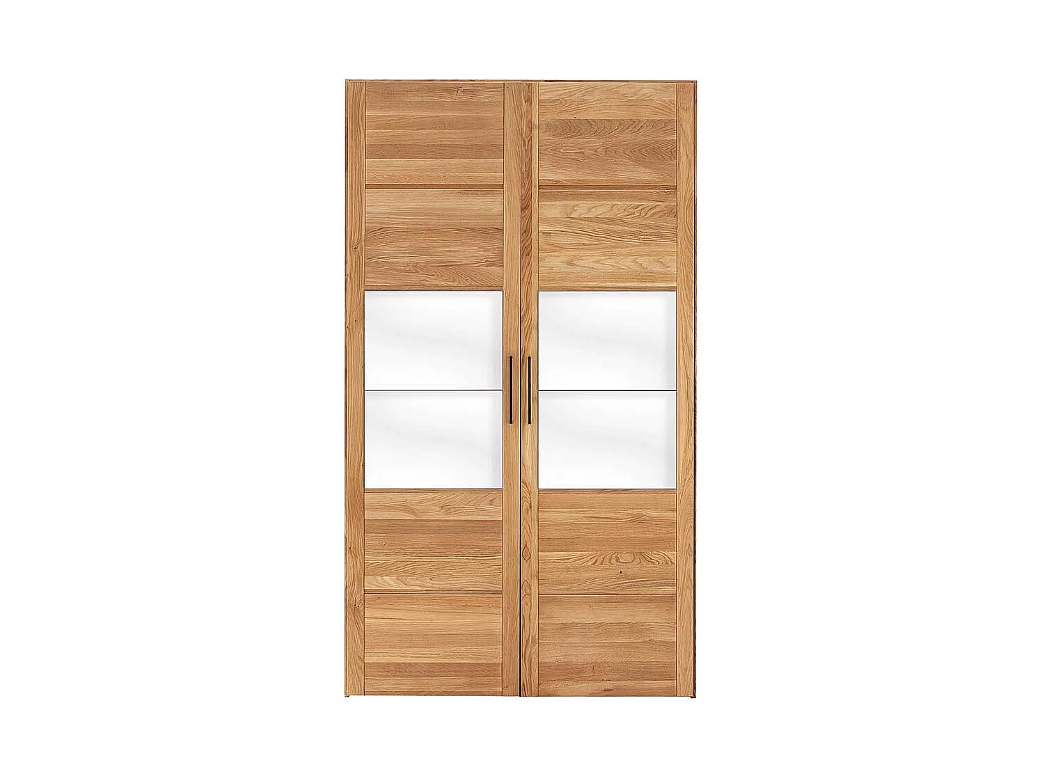 Massivholzkleiderschrank mit Glas 2 türig Holz Oberfläche geölt