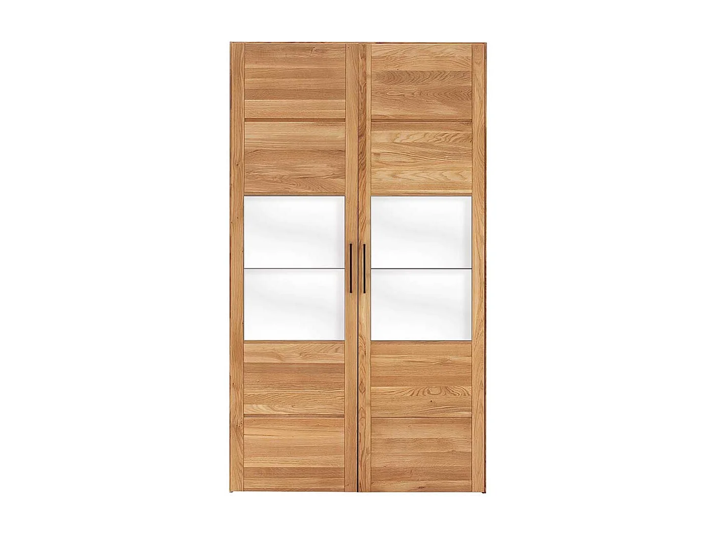 Massivholzkleiderschrank mit Glas 2 türig Holz Oberfläche geölt