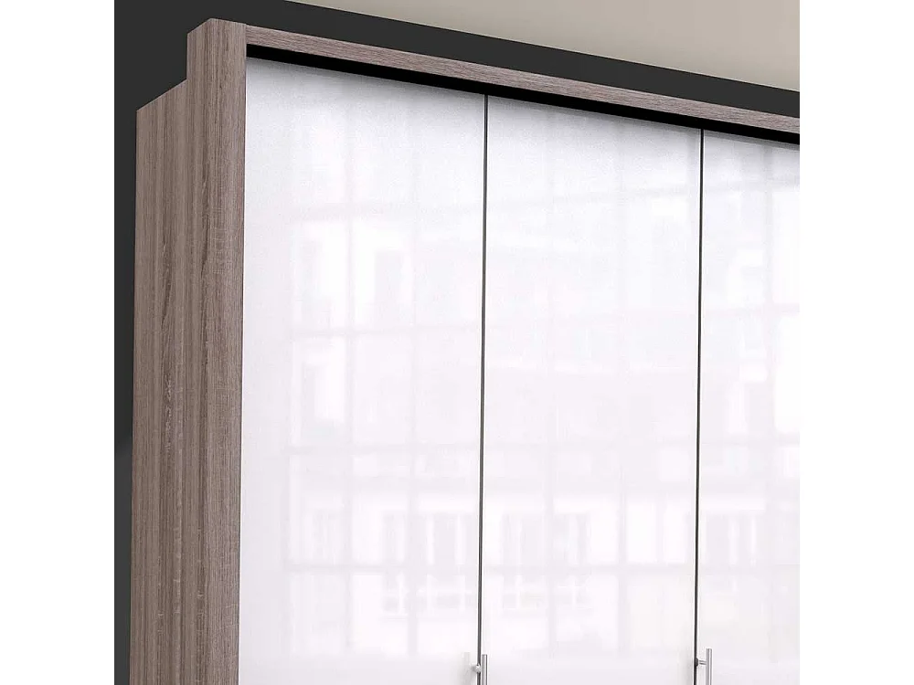 Gleittüren Schrank in Weiß Eiche Trüffelfarben