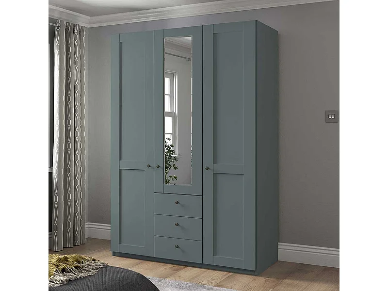 Landhausschlafzimmerschrank modern mit drei Schubladen Drehtüren