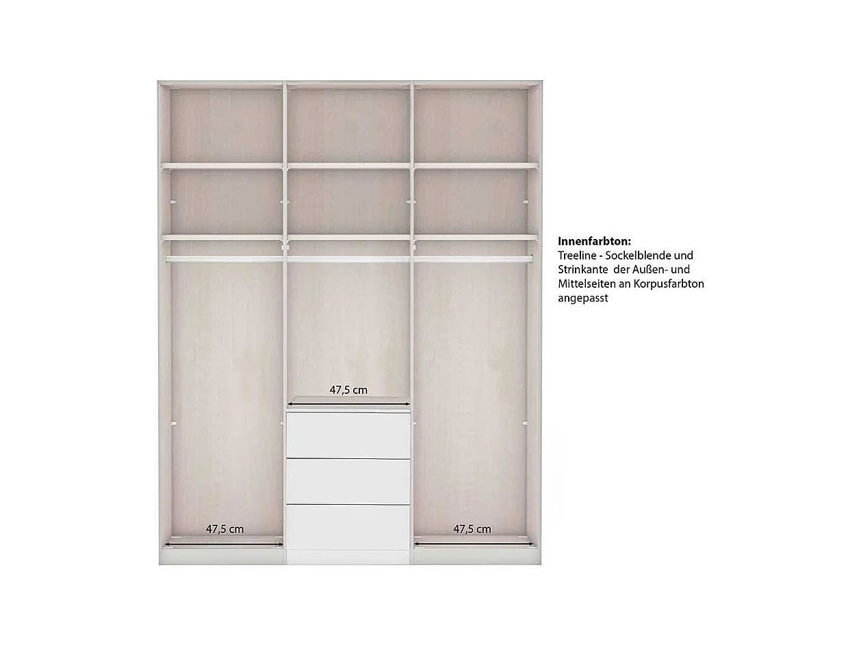 Landhausschlafzimmerschrank modern mit drei Schubladen Drehtüren