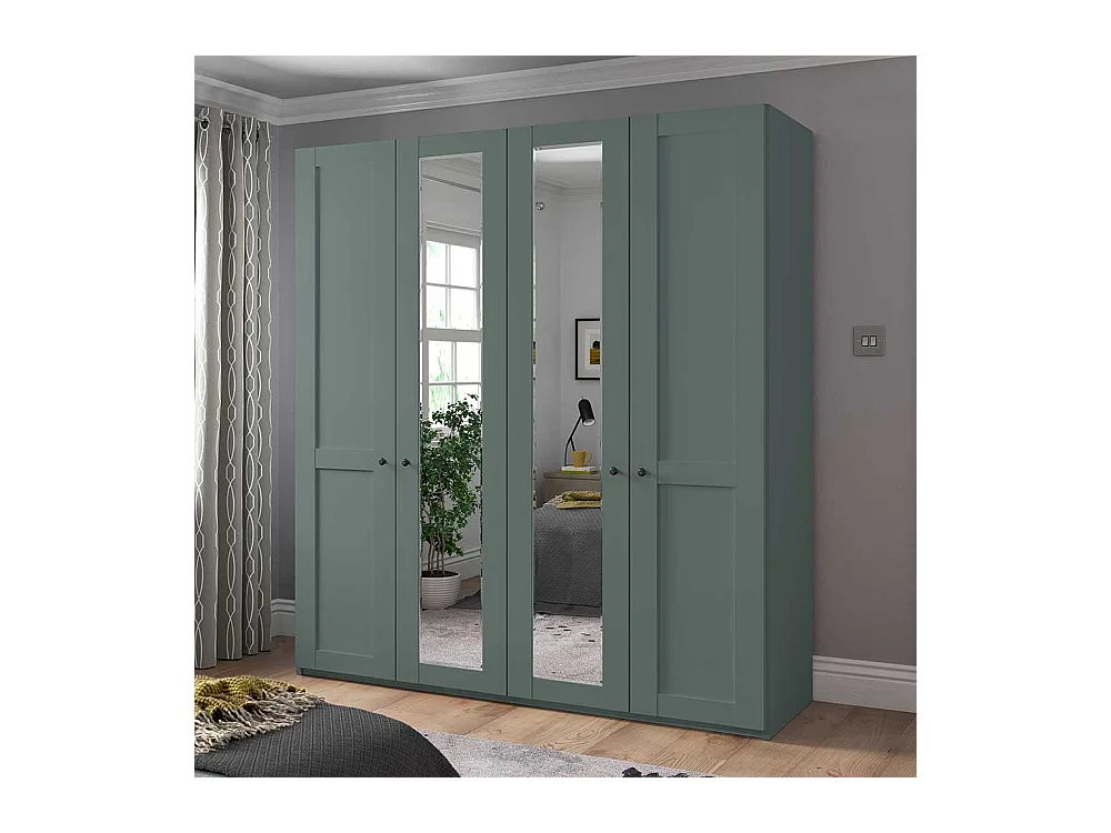 Schlafzimmerkleiderschrank Spiegel in Graugrün modernen Landhausstil