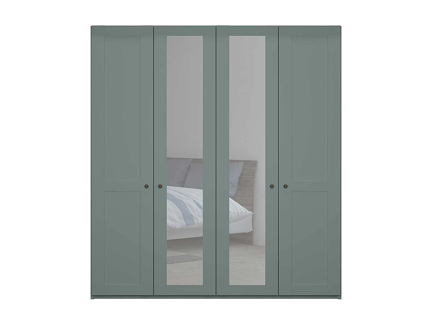 Schlafzimmerkleiderschrank Spiegel in Graugrün modernen Landhausstil