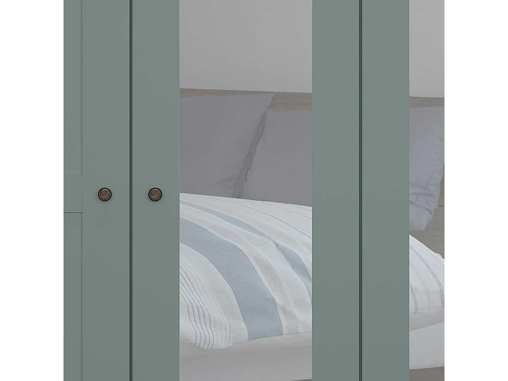 Schlafzimmerkleiderschrank Spiegel in Graugrün modernen Landhausstil
