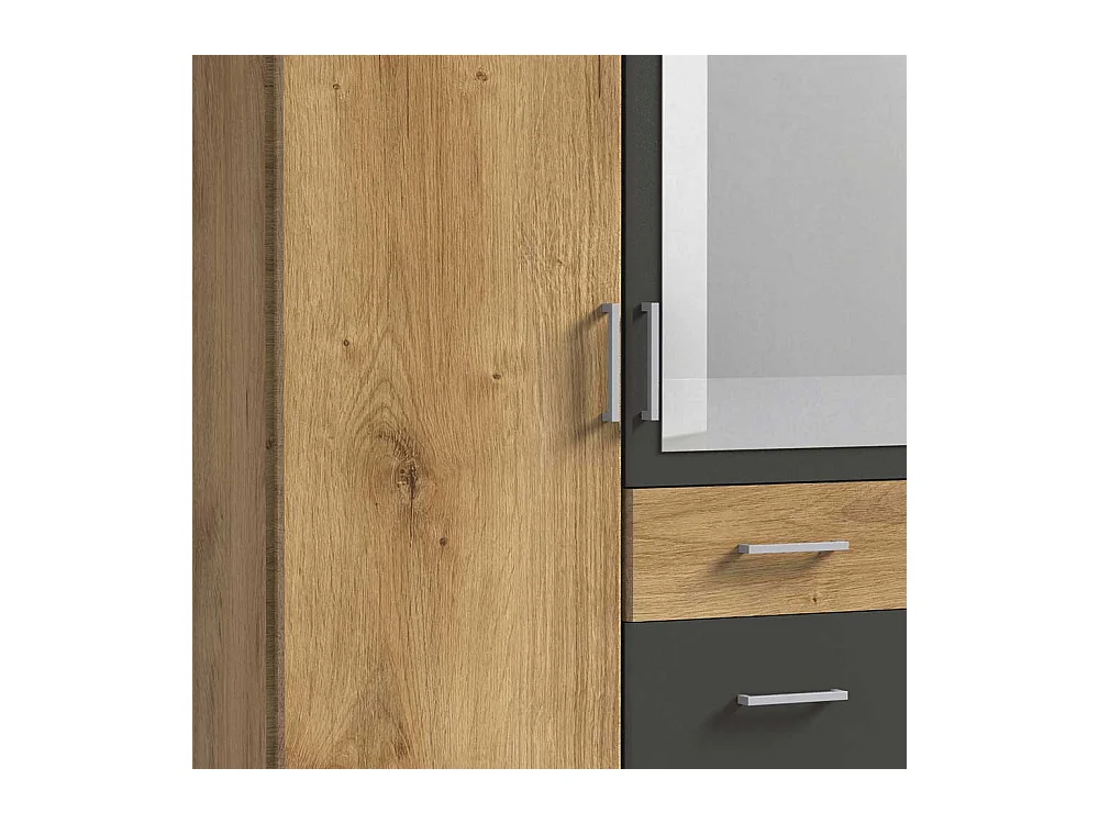 Schlafzimmerkleiderschrank mit Spiegel und drei Schubladen 199 cm hoch