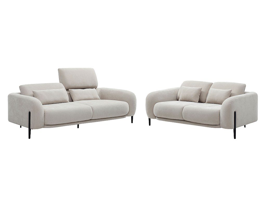 Sofa 3-Sitzer & 2-Sitzer mit verstellbarer Rückenlehne - Stoff Beige - ARAV günstig online kaufen