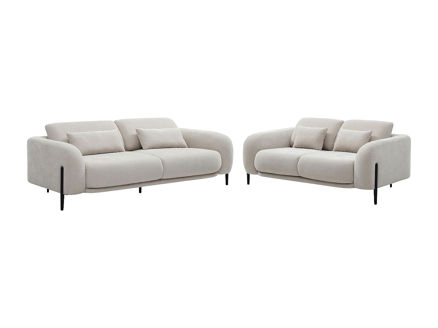 Sofa 3-Sitzer & 2-Sitzer mit verstellbarer Rückenlehne - Stoff Beige - ARAV günstig online kaufen