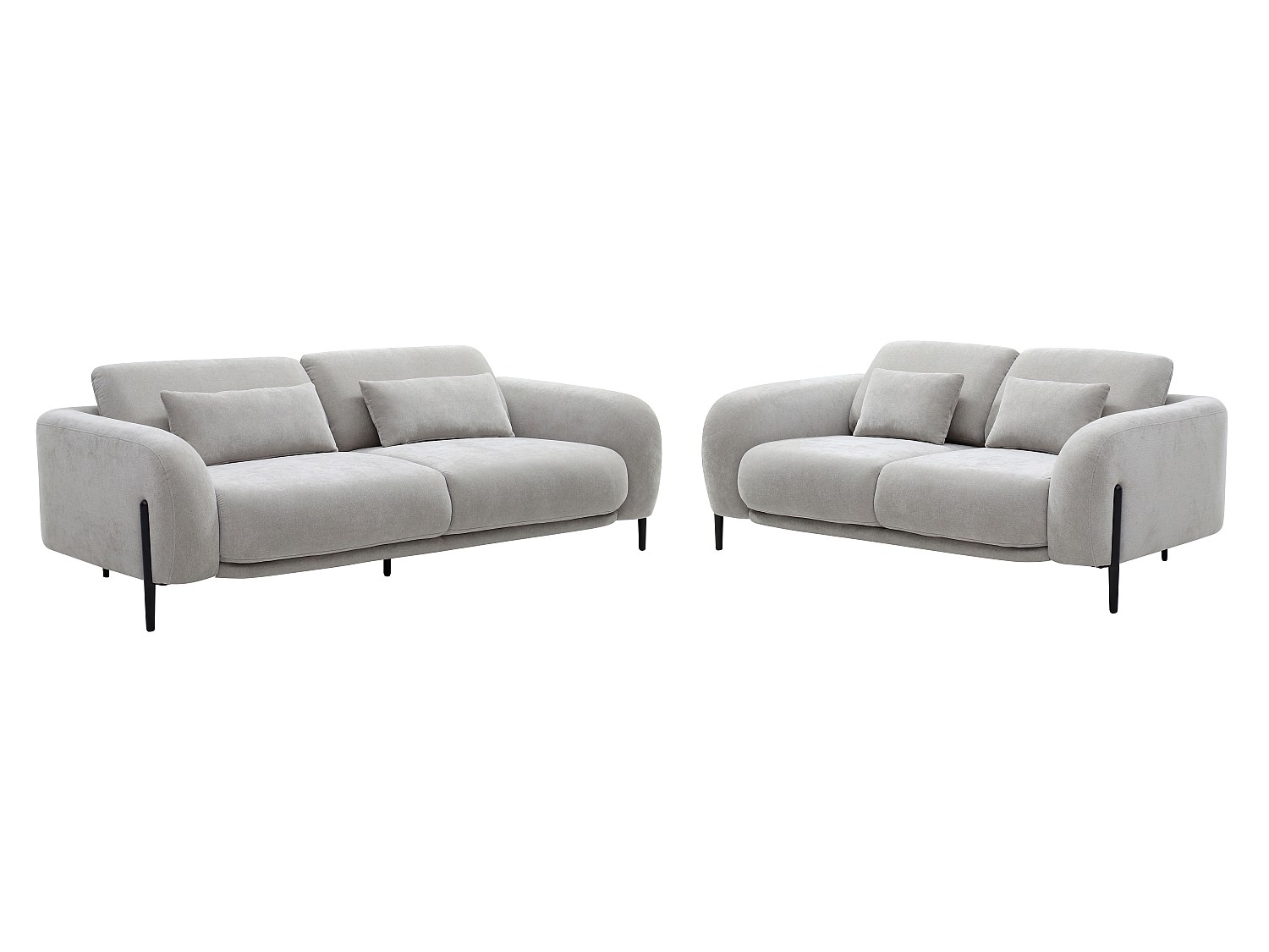 Sofa 3-Sitzer & 2-Sitzer mit verstellbarer Rückenlehne - Stoff Hellgrau - A günstig online kaufen