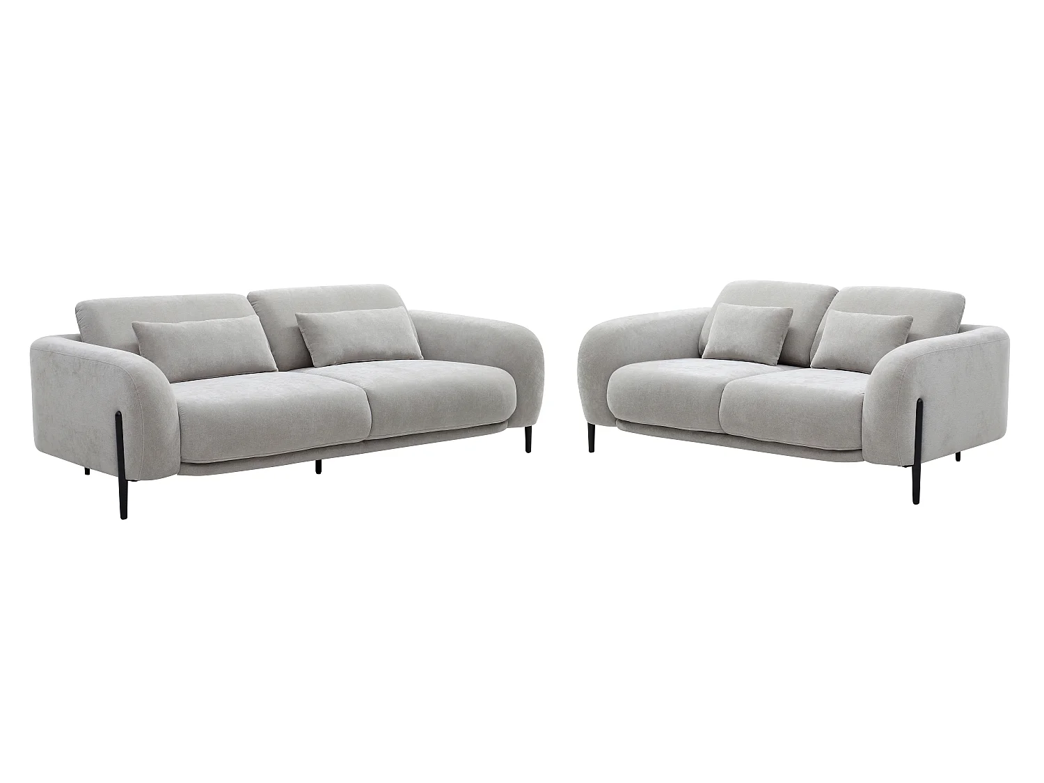 Divano 3 posti e 2 posti con schienale reclinabile in tessuto grigio chiaro ARAVIO