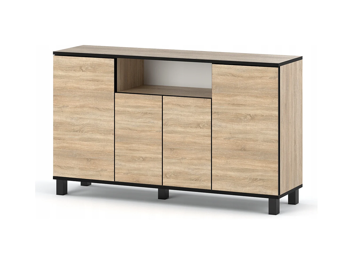 Grande commode loft 140cm  – Chêne Sonoma – Meuble de salon spacieux et moderne- TV