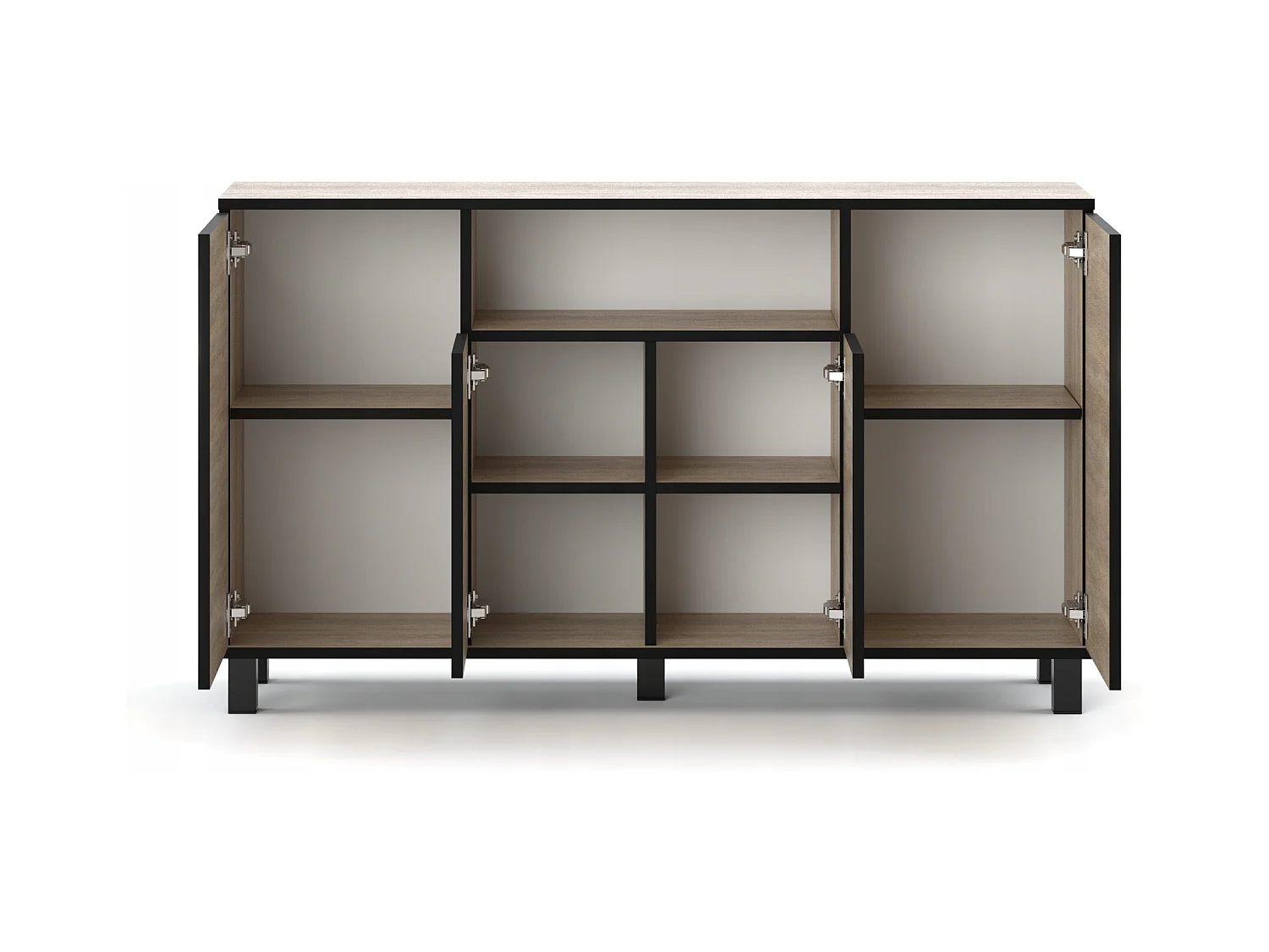 Grande commode loft 140cm  – Chêne Sonoma – Meuble de salon spacieux et moderne- TV