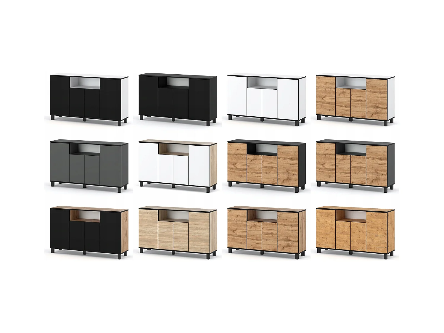 Grande commode loft 140cm  – Chêne Sonoma – Meuble de salon spacieux et moderne- TV