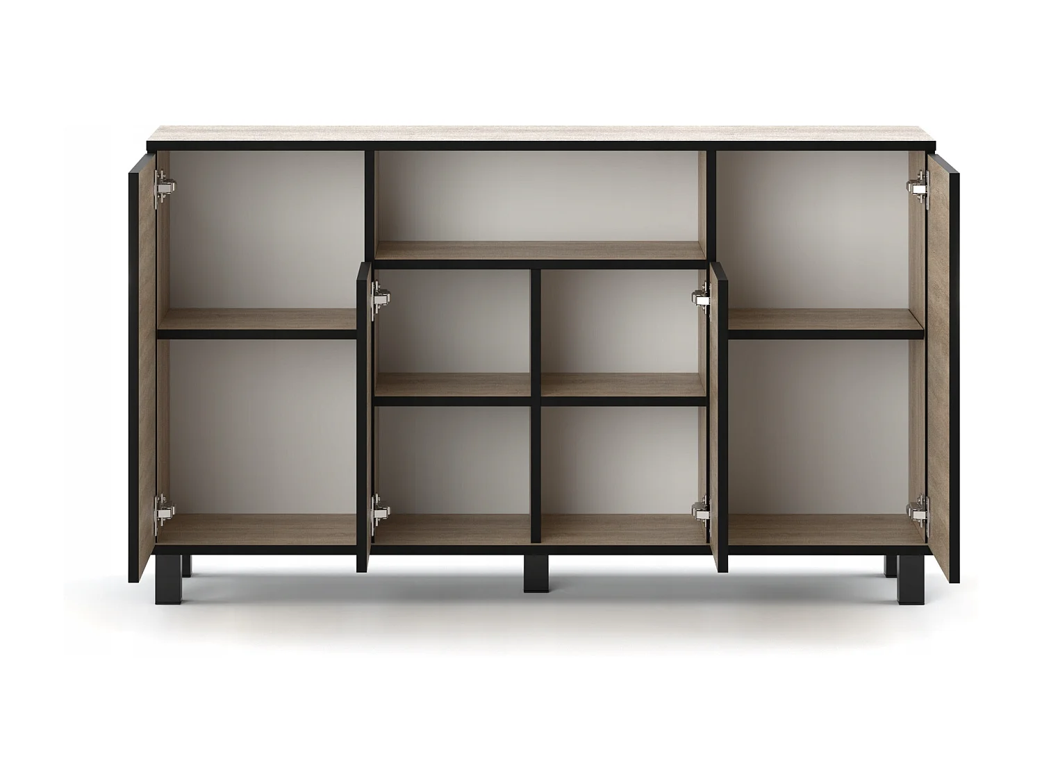 Grande commode loft 140cm  – Chêne Sonoma – Meuble de salon spacieux et moderne- TV  buffet